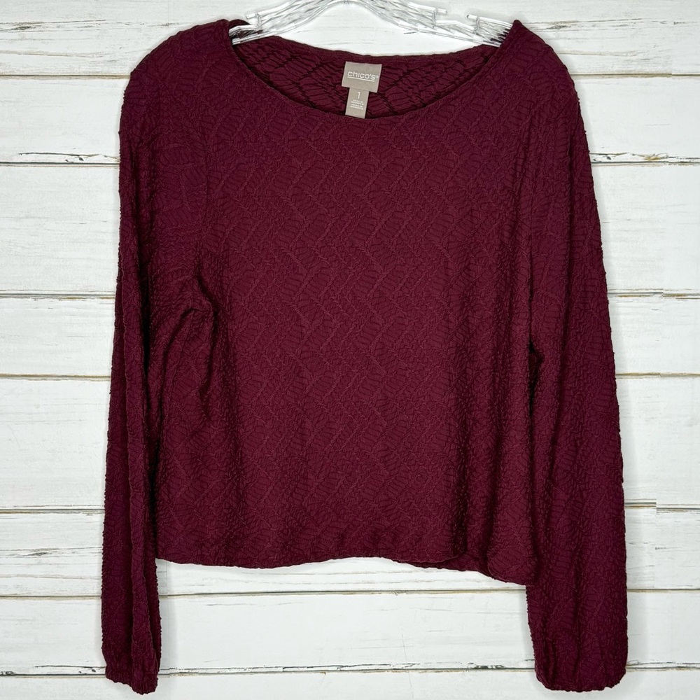 Chico’s Textured Long Sleeve Top
